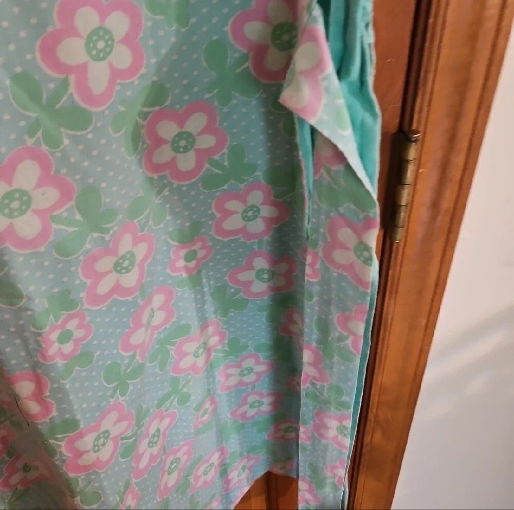 Vintage Grandma Apron Teal And Pink